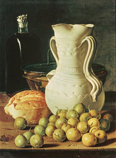 Nature morte avec pain, reines-claudes et pichet - Luis Egidio Melendez